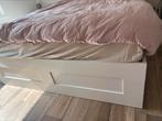 Tweepersoonsbed met schuiven, Ophalen, Gebruikt, Wit, Tweepersoons