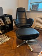 Arvika fauteuil zwart met voetbank, Ophalen, Gebruikt, Metaal, Modern