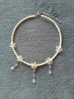 Magnifique collier ras-de-cou en perles irisées et fleurs, Comme neuf, Réglable, Autres matériaux, Enlèvement ou Envoi