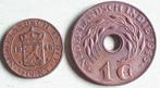 Indes néerlandaises : 1/2 cent + 1 CENT 1945 P UNC ! ! !, 1 centime, Série, Reine Wilhelmine, Envoi