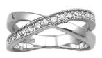Ring gerhodineerd zilver 925 zirconium, Handtassen en Accessoires, Ringen, Nieuw, Met edelsteen, Ophalen of Verzenden, Dame