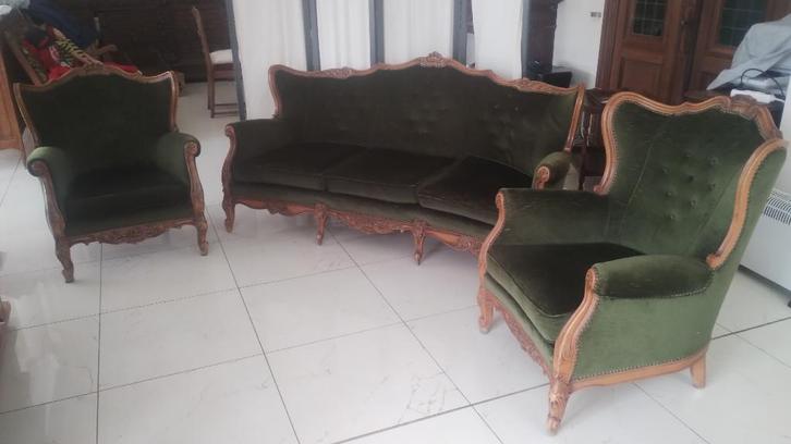 Fauteuils Salon canapé plus 2 bergères Louis XV, Maison & Meubles, Fauteuils, Utilisé, Bois, Tissus, 125 cm ou plus, Moins de 75 cm