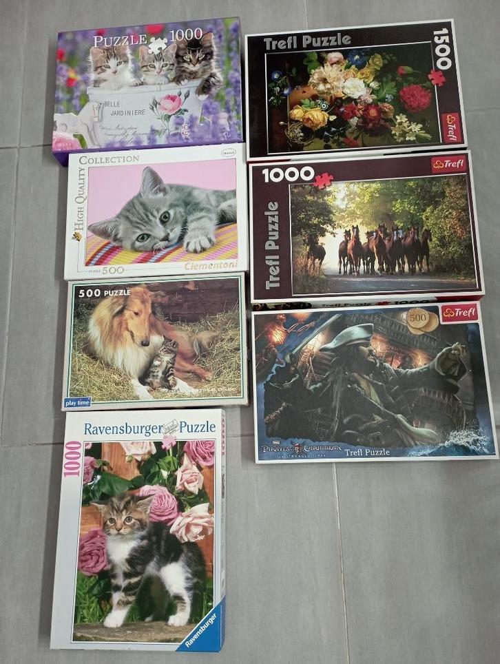 7 puzzels 500 - 1500 stuks, Hobby en Vrije tijd, Denksport en Puzzels, Zo goed als nieuw, 500 t/m 1500 stukjes, Ophalen of Verzenden