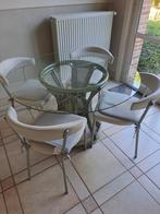 Glazen ronde tafel, Huis en Inrichting, Tafels | Eettafels, Ophalen, Gebruikt, Rond, Glas