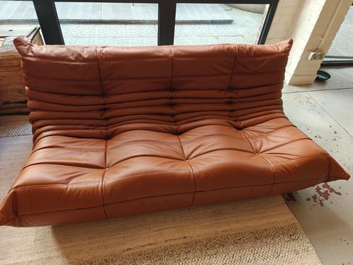 Cognac bruine leren lounge sofa / 3 zit bank perfecte staat, Huis en Inrichting, Zetels | Zetels en Chaises Longues, Zo goed als nieuw