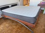 Bed met een dik matras, Ophalen, Twijfelaar, 200 cm, Metaal