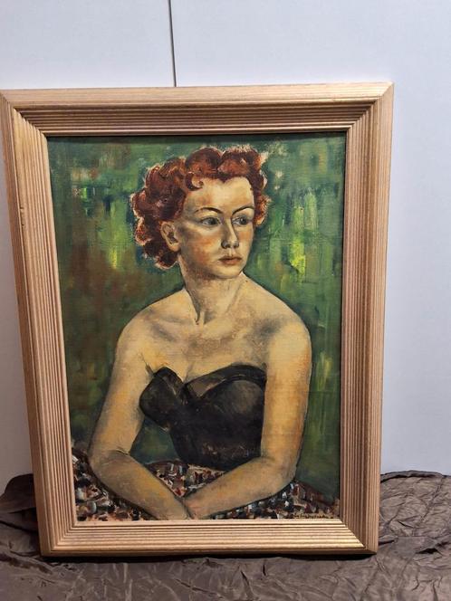 Portret gesigneerd Lea Vanderstraeten, Antiek en Kunst, Kunst | Schilderijen | Klassiek, Ophalen of Verzenden