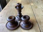 Set houten brocante kandelaars, Ophalen