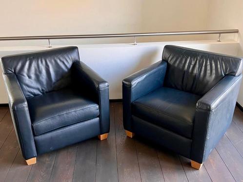 Lederen éénzit, 2 stuks, Huis en Inrichting, Fauteuils, Gebruikt, Leer, Ophalen