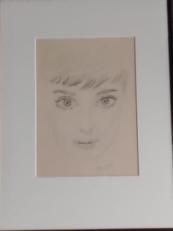 Portrettekening Jonge Vrouw  Gesigneerd beschikbaar voor biedingen