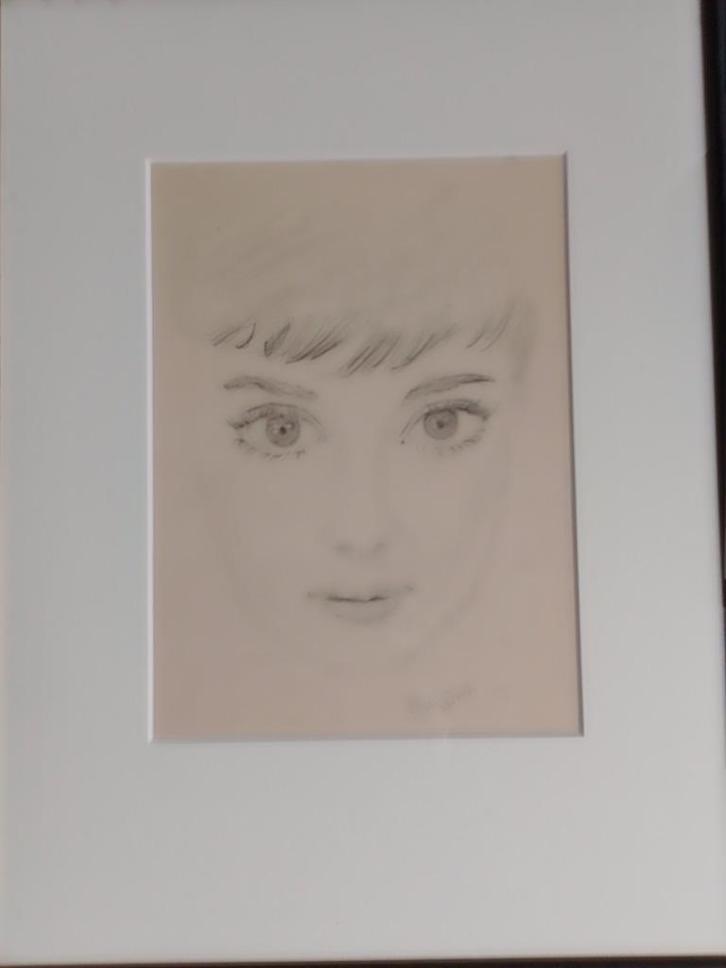 Portrettekening Jonge Vrouw  Gesigneerd, Antiek en Kunst, Kunst | Tekeningen en Fotografie, Verzenden