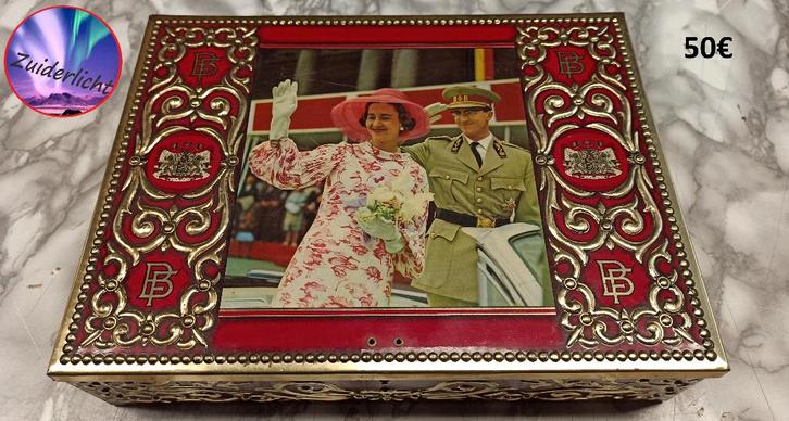 50 jaar oude blikken doos Fabiola & Boudewijn, Verzamelen, Blikken, Gebruikt, Ophalen