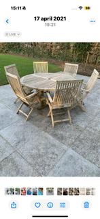Tuinset tafel en 6 stoelen gloster, Tuin en Terras, Ophalen, Gebruikt, Hardhout, 6 zitplaatsen