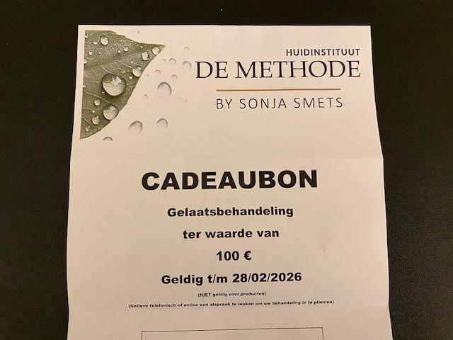 Cadeaubon 100€ huidinstituut De Methode in Alken, Tickets en Kaartjes, Kortingen en Cadeaubonnen, Eén persoon, Cadeaubon
