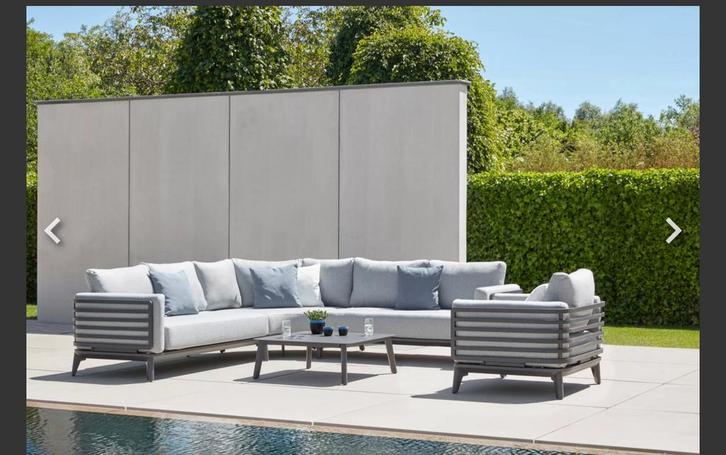 Mosa loungehoek in zwart alu, Tuin en Terras, Tuinsets en Loungesets, Nieuw, Loungeset, Aluminium, 6 zitplaatsen, Ophalen