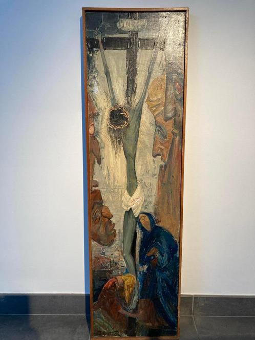 Schilderij Jezus aan het Kruis van Jozef Trotteyn, Antiquités & Art, Antiquités | Objets religieux, Enlèvement