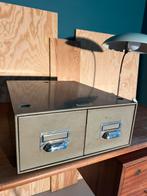 Vintage metalen ladekast met twee laden, Antiek en Kunst, Ophalen