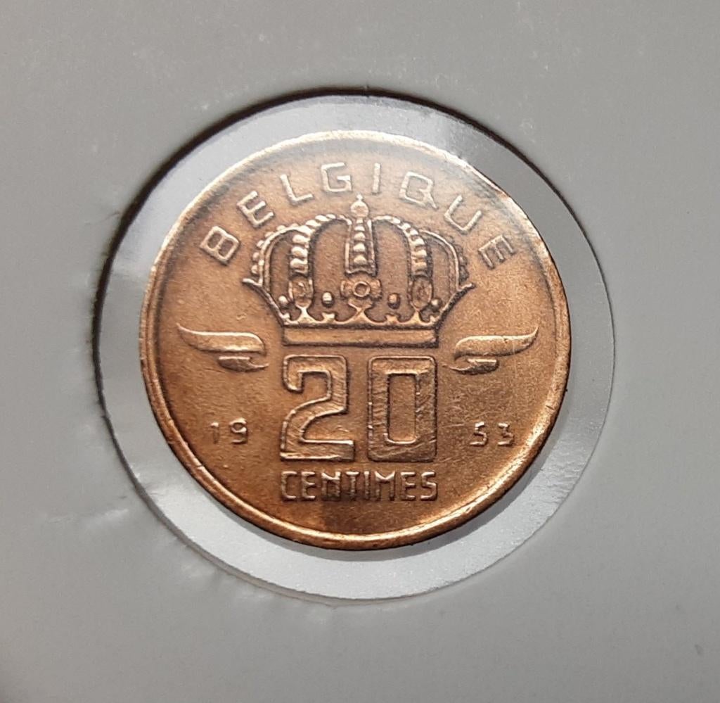 België - 20 cent - 1953 FR. (Ref 060), Ophalen of Verzenden, Losse munt