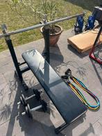 Bench press met gewichten en dumbbells, Enlèvement, Comme neuf