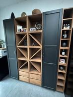 Meuble deco bois/noir range bouteille centrale demontable, Maison & Meubles, Enlèvement, Utilisé