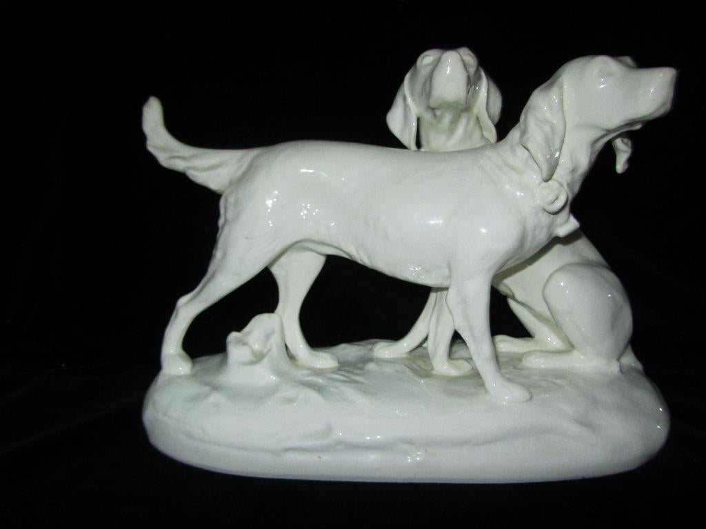 Art Déco: statuette céramique, chiens de chasse! Royal Dux?, Antiquités & Art, Enlèvement