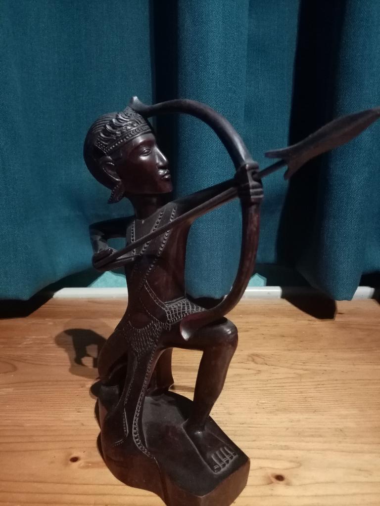 Balinees Artdeco boogschutter jaren 30, Art deco, Ophalen of Verzenden, Beeld, Hout