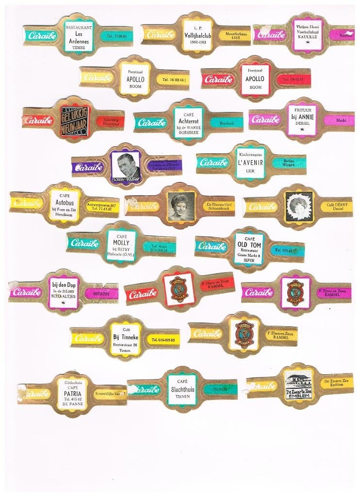 MARQUES DE CIGARES FAISANT LA PUBLICITÉ DE CARAIBE, Envoi, Utilisé, Bagues de cigare