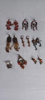 Set kettingen, oorbellen en armbanden, Bijoux, Sacs & Beauté, Boucles d'oreilles, Enlèvement ou Envoi, Comme neuf, Brun, Autres matériaux