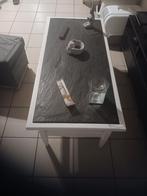 Table en chêne repeinte avec une pierre ., Enlèvement, Utilisé, Rectangulaire, Bois