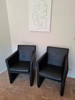 Zwarte leren stoel/zetel - per stuk of als set, Antiek en Kunst, Ophalen