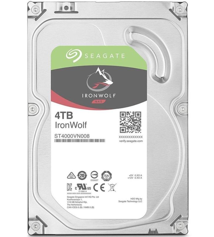 4 stuks Seagate IronWolf ST4000VN008 4TB HDD – 5900 RPM, Informatique & Logiciels, Disques durs, Comme neuf, Desktop, Interne
