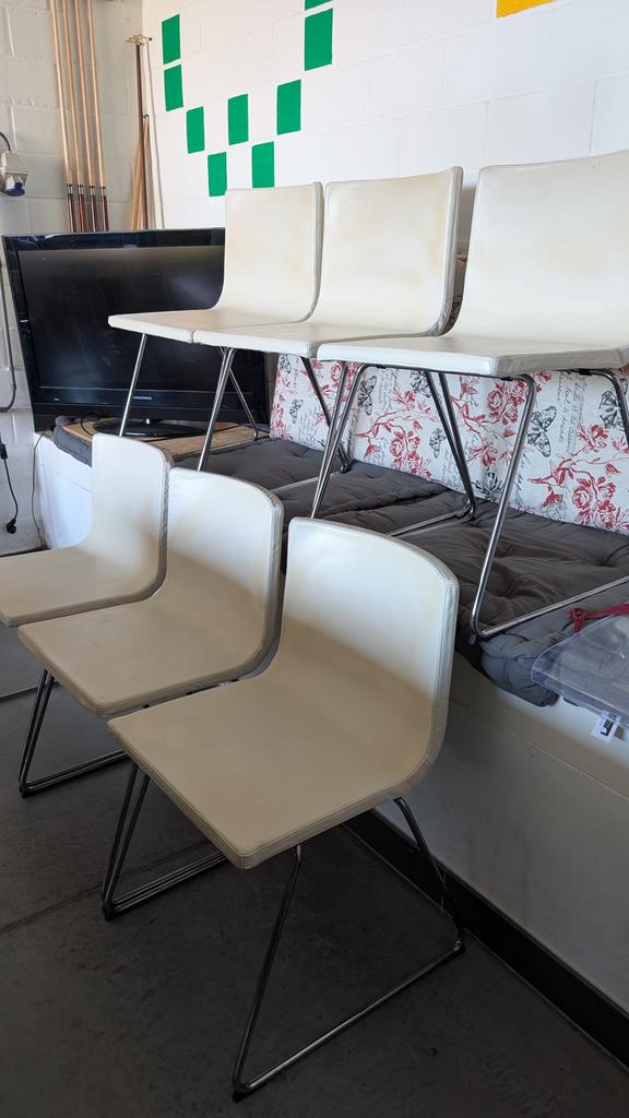 6 chaises de salle à manger blanches, Maison & Meubles, Chaises, Enlèvement, Cuir, Blanc, Cinq, Six Chaises ou plus