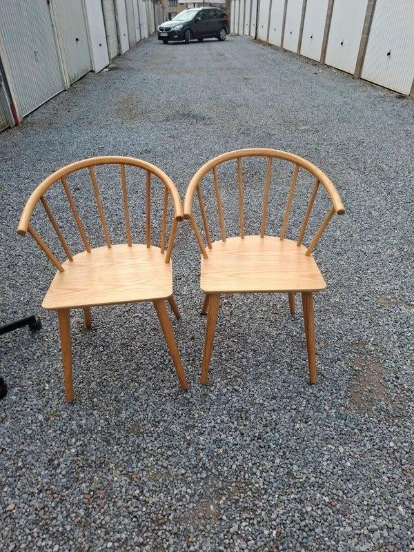 Scandinavische houten designstoelen - set van 2, Huis en Inrichting, Stoelen, Zo goed als nieuw, Twee, Hout, Bruin, Ophalen