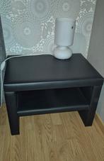 2 zwart lederen nachtkastjes, Huis en Inrichting, Ophalen, Overige materialen, Zo goed als nieuw, 45 tot 65 cm