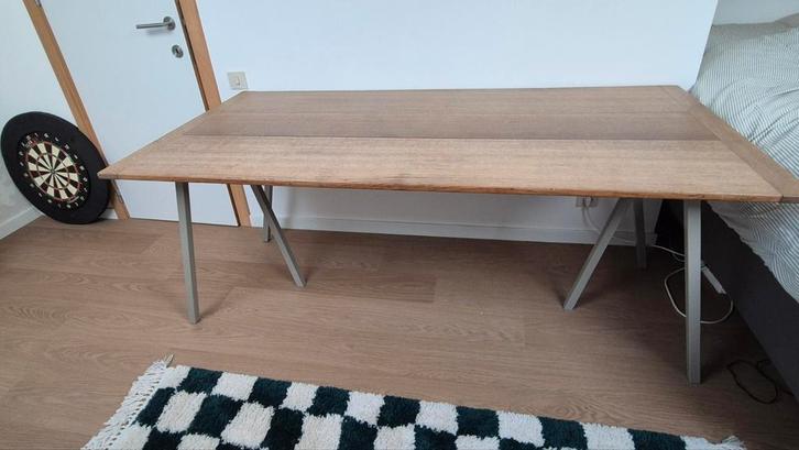Massief houten tafelblad met Hay Loop tafelpoten, Huis en Inrichting, Bureaus, Gebruikt, Ophalen
