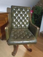 Fauteuil de bureau en cuir vert. Tapez Chesterfield., Maison & Meubles, Enlèvement