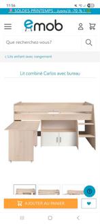 Lit mi hauteur 1 pers avec bureau et matelas, Maison & Meubles, Enlèvement, Utilisé, Une personne, Lit mi-hauteur mezzanine