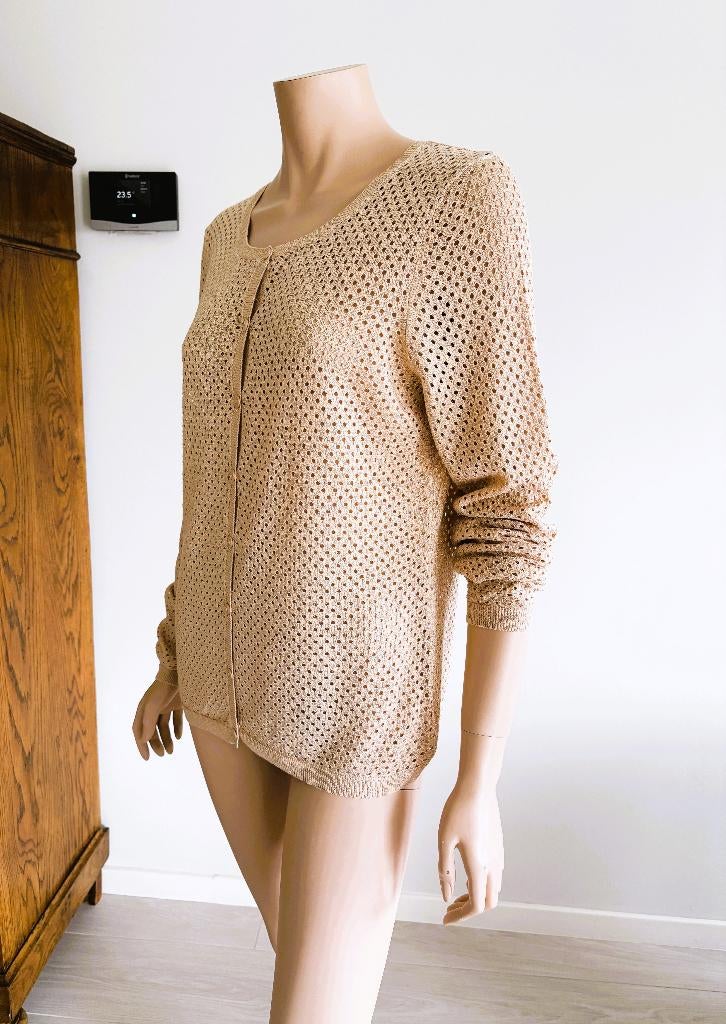 Talking French cardigan – Maat XL – subtiel glanzend, Talking French, Verzenden, Beige, Maat 42/44 (L)