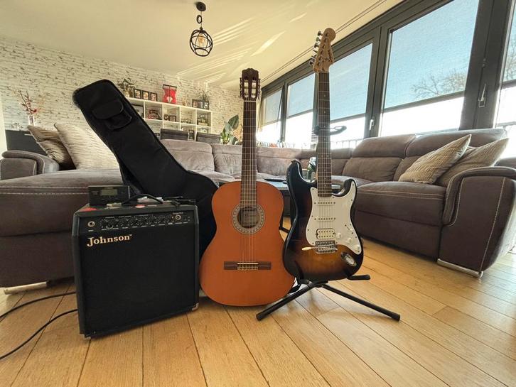 Complete gitaarset te koop, Musique & Instruments, Instruments à corde | Guitares | Électriques, Comme neuf, Fender, Enlèvement