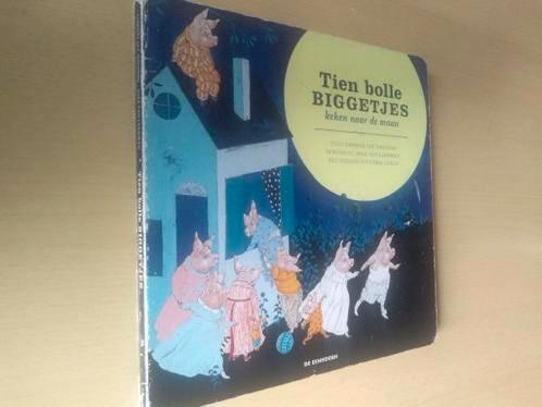 boek: tien bolle biggetjes keken naar de maan/Carll Cneut, Boeken, Kinderboeken | Kleuters, Gelezen, Fictie algemeen, Voorleesboek