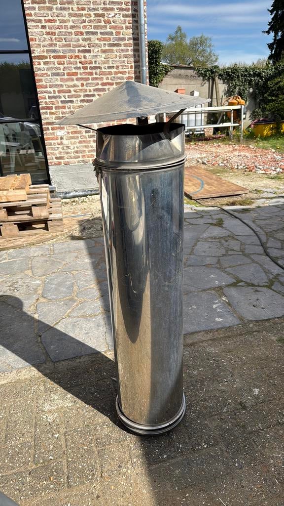 Schoorsteen inox, Doe-het-zelf en Bouw, Buizen en Afvoer, Ophalen, Zo goed als nieuw, Inox