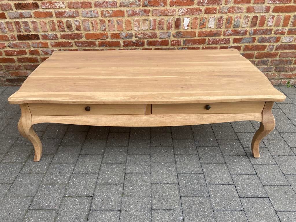Massief Eiken Salontafel Landelijk Nieuwstaat, Ophalen, 100 tot 150 cm, Eikenhout, 50 tot 100 cm
