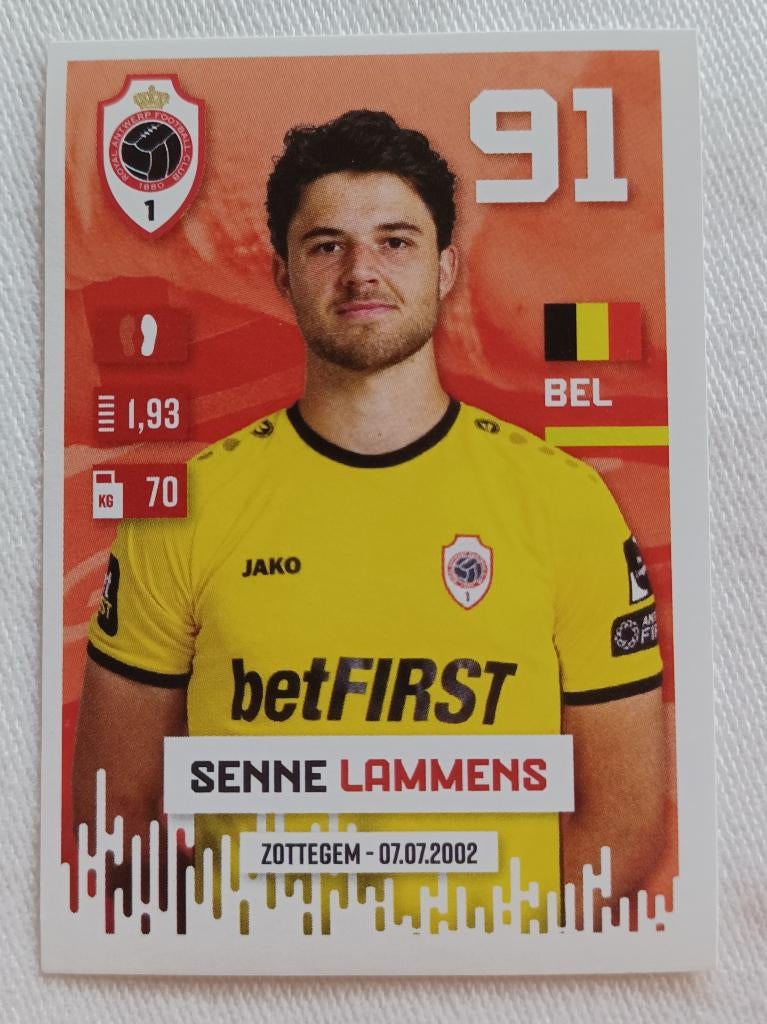 Sticker Senne Lammens - Pro League 2024-2025, Hobby en Vrije tijd, Stickers en Plaatjes, Zo goed als nieuw, Sticker, Ophalen of Verzenden