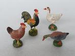 Lot van 4 vintage pluimvee dieren (van o.a. Elastolin), Verzamelen, Ophalen of Verzenden, Gebruikt