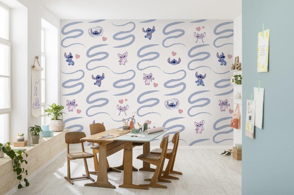Stitch en Angel Vlies Behang - 300x250 - Gratis Verzending, Enlèvement ou Envoi, Neuf, Décoration murale