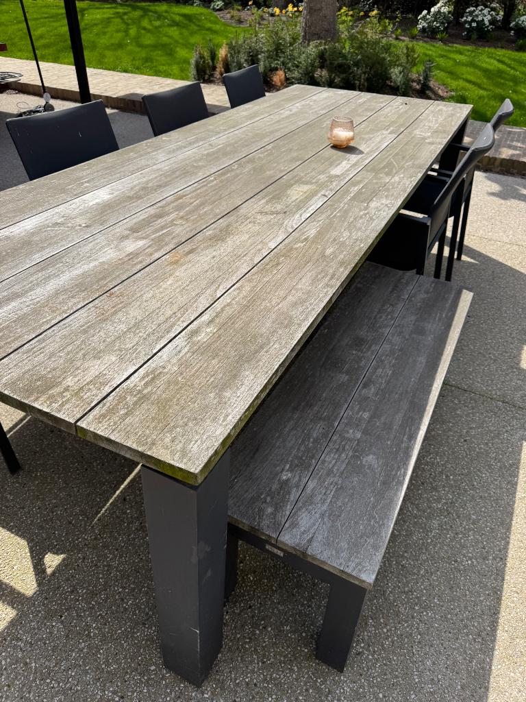 Tuintafel en stoelen, Ophalen, Gebruikt, Rechthoekig, Aluminium