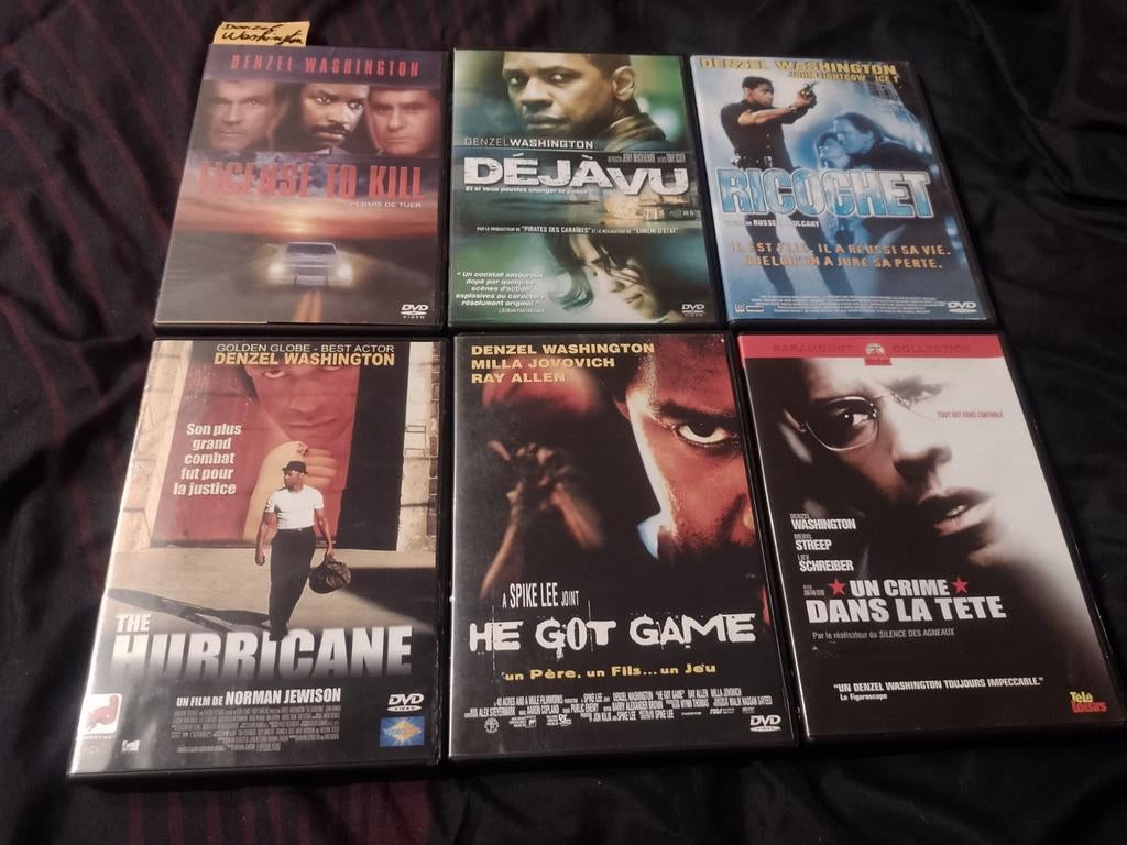 A vendre en DVD 6 films Denzel Washington, À partir de 12 ans, Enlèvement ou Envoi, Comme neuf, Thriller d'action