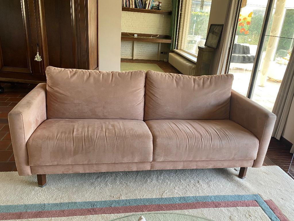 Zetel en 2 poufs, Maison & Meubles, Canapés | Salons, 200 à 250 cm, Banc droit, Enlèvement, Utilisé