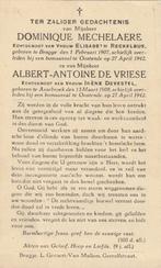 Bomaanval 1940-45 Oostende Dominique Mechelare/Albert de, Collections, Images pieuses & Faire-part, Enlèvement