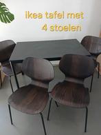 Tafel met 4 stapelbare stoelen, Huis en Inrichting, Tafels | Eettafels, Ophalen, 100 tot 150 cm, Scandinavish, 50 tot 100 cm
